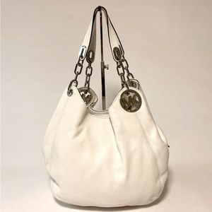 Michael Kors White Pebble Leather Tote